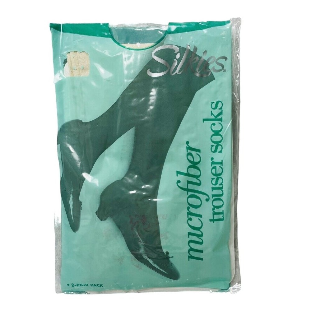 Silkies Cream Microfiber Trouser Socks 2 Pair Pack 2006 Regular Made USA 911029